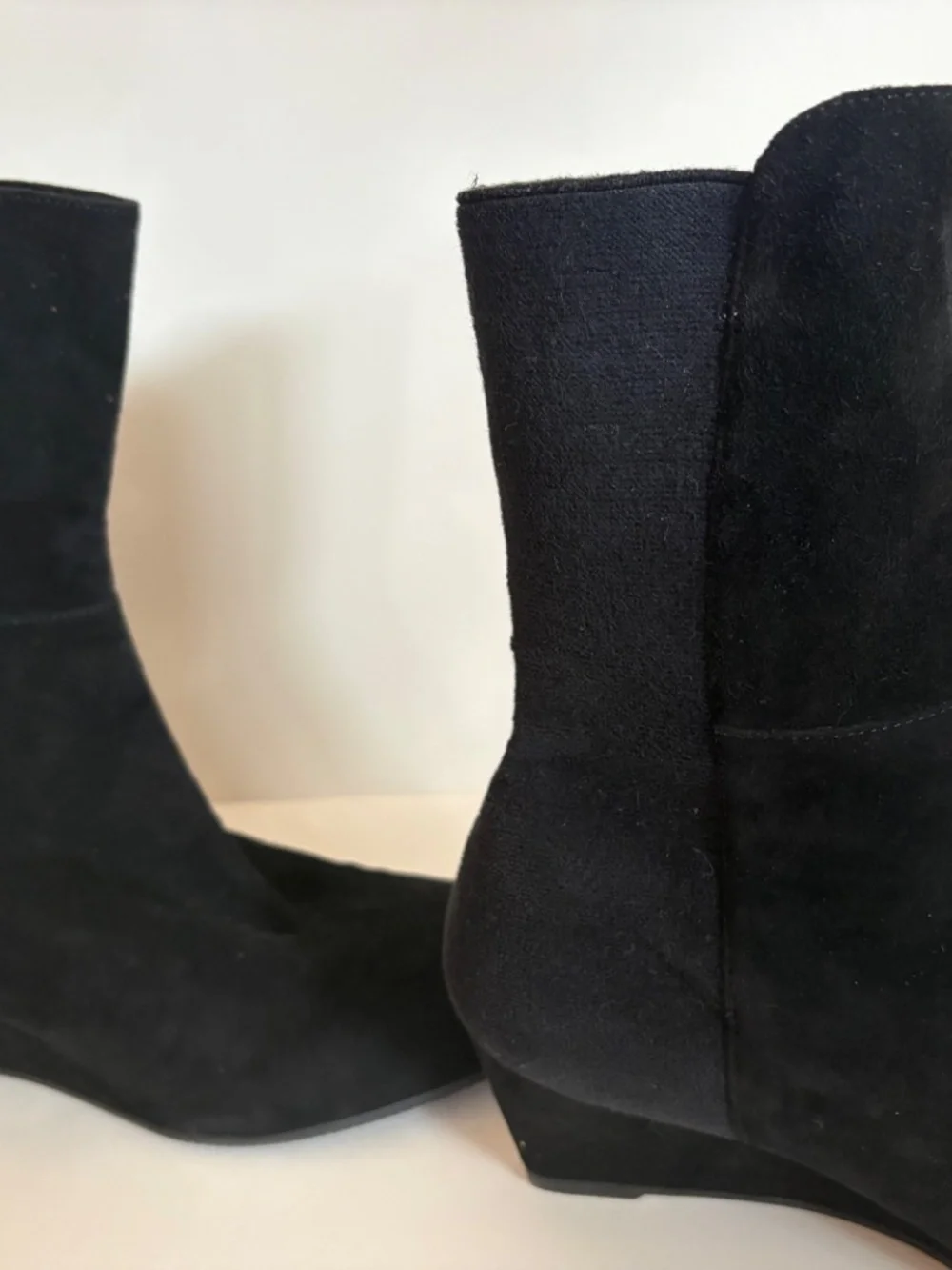 Stuart Weitzman- Beatrice Black Suede Wedge Boots